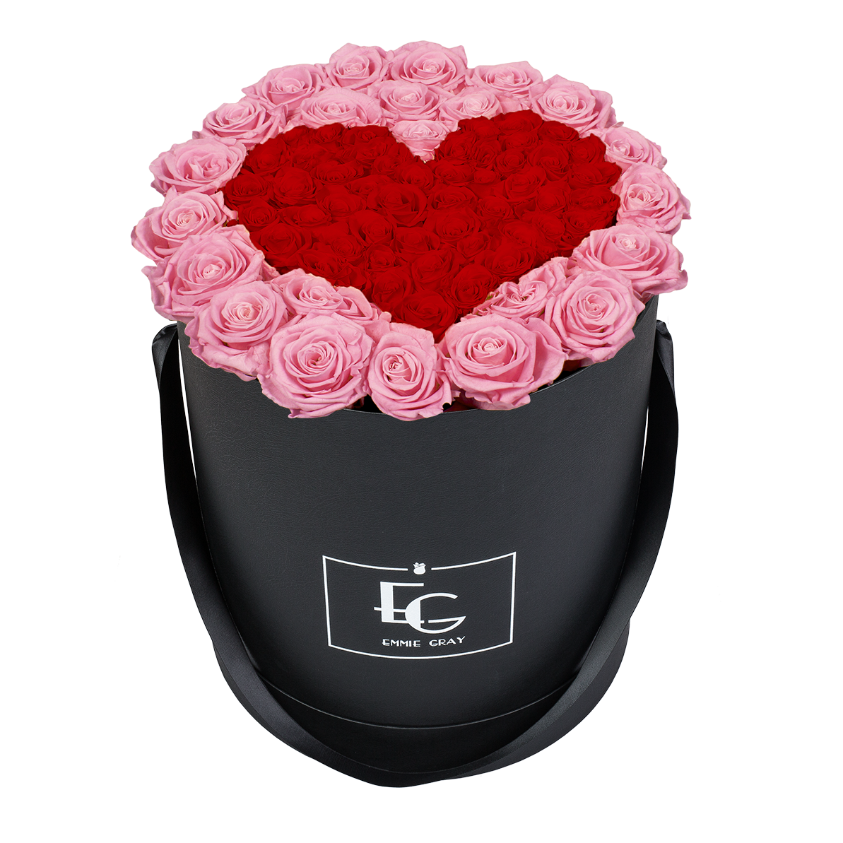 HEART SYMBOL INFINITY ROSEBOX | BRIDAL PINK & VIBRANT RED | L