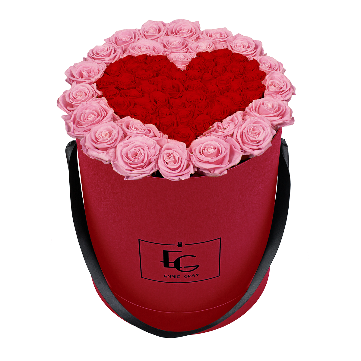HEART SYMBOL INFINITY ROSEBOX | BRIDAL PINK & VIBRANT RED | L