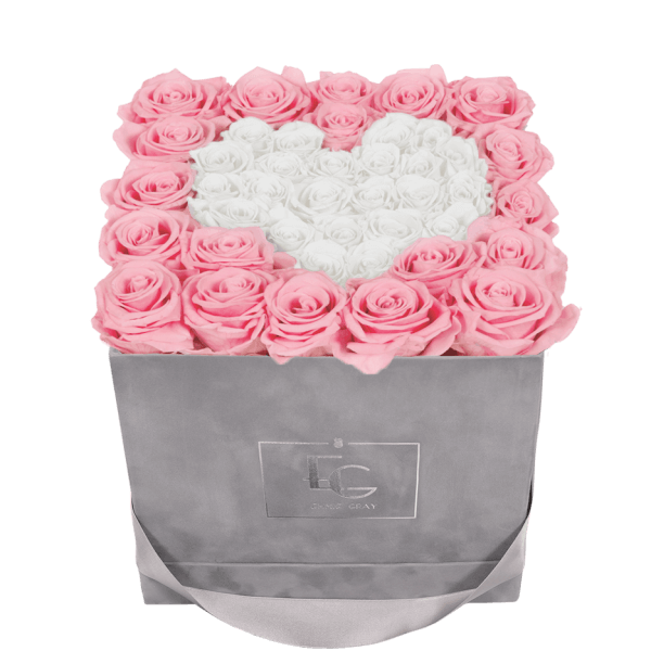 HEART SYMBOL INFINITY ROSEBOX | BRIDAL PINK & PURE WHITE | M