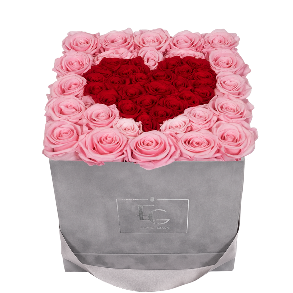 HEART SYMBOL INFINITY ROSEBOX | BRIDAL PINK & VIBRANT RED | M