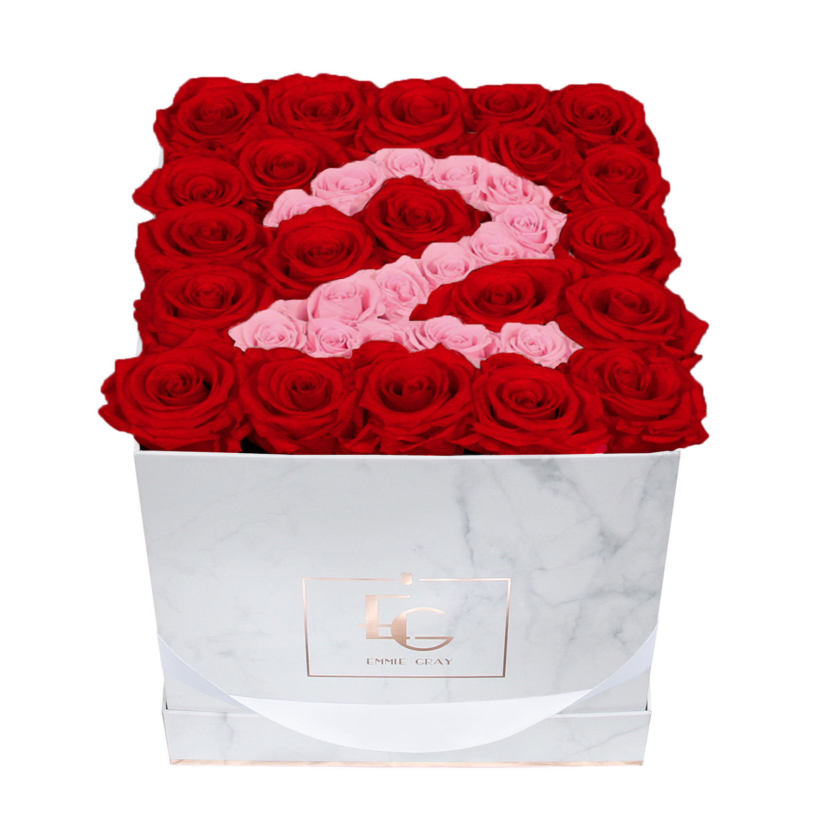 Number Infinity Rosebox | Vibrant Red & Bridal Pink | M