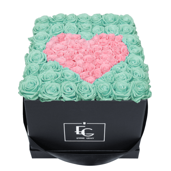 HEART SYMBOL INFINITY ROSEBOX | MINTY GREEN & BRIDAL PINK | L