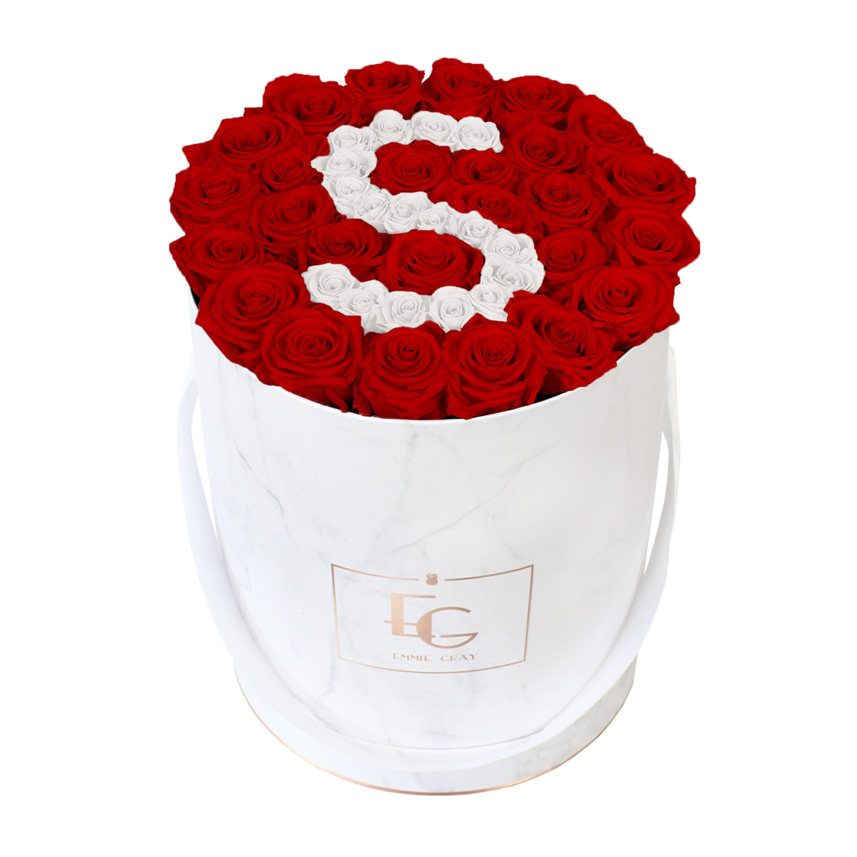 Letter Infinity Rosebox | Vibrant Red & Pure White | L