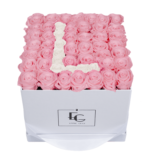 LETTER INFINITY ROSEBOX | BRIDAL PINK & PURE WHITE | L