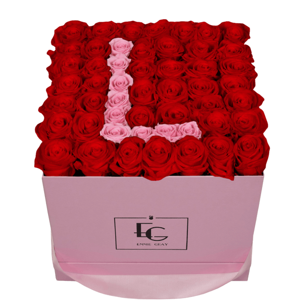 LETTER INFINITY ROSEBOX | VIBRANT RED & BRIDAL PINK | L