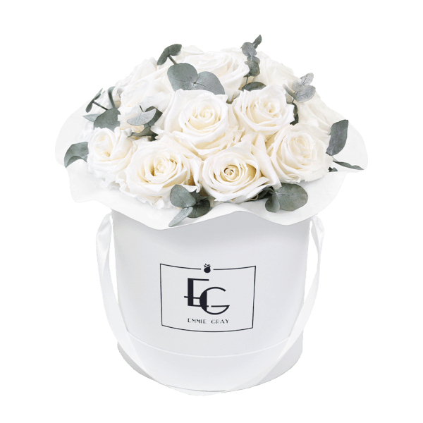 Splendid Eucalyptus Infinity Rosebox | Pure White | M