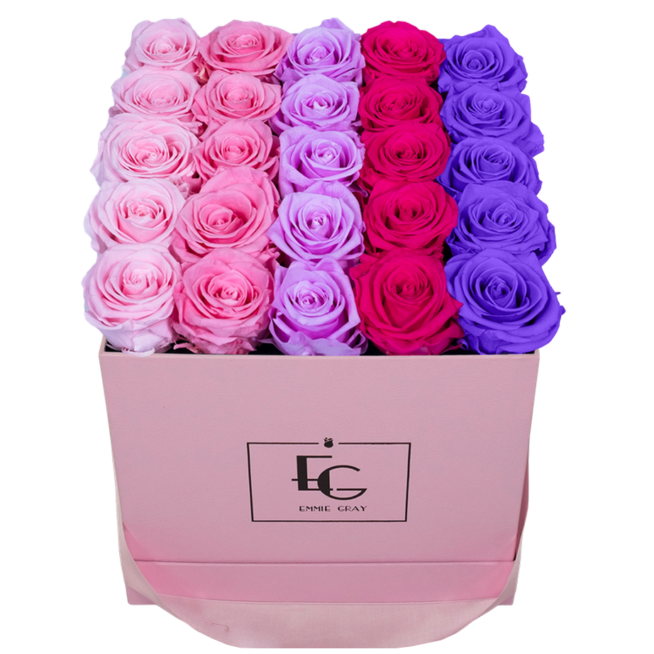 SHADES INFINITY ROSEBOX | BRIDAL PINK & BABY PINK & BABY LILLY & HOT PINK & VIOLET VAIN | M