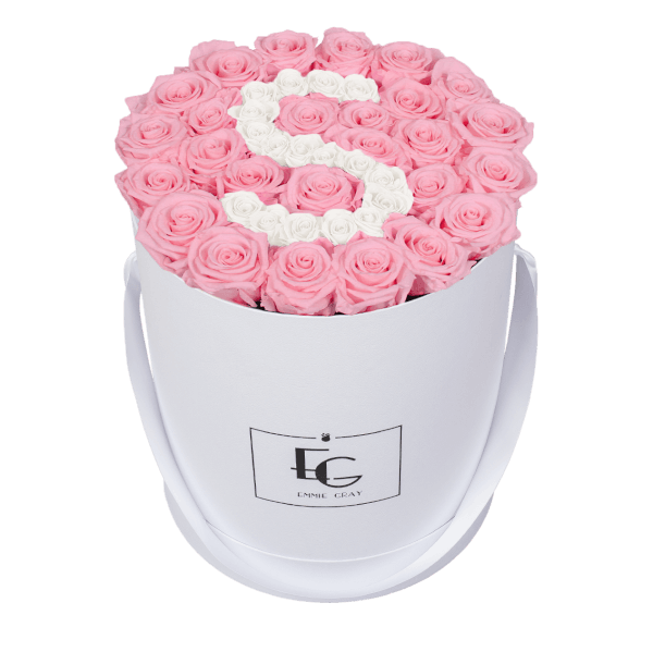 LETTER INFINITY ROSEBOX | BRIDAL PINK & PURE WHITE | L