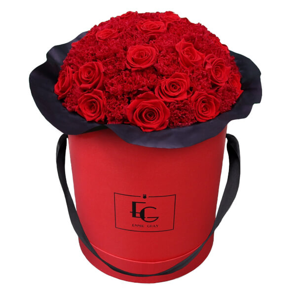 Splendid Carnation Infinity Rosebox | Vibrant Red | L