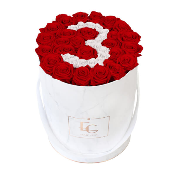 Number Infinity Rosebox | Vibrant Red & Pure White | L