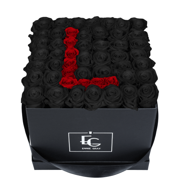 LETTER INFINITY ROSEBOX | BLACK BEAUTY & VIBRANT RED | L