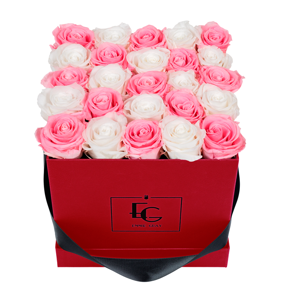 MIX INFINITY ROSEBOX | BRIDAL PINK & PURE WHITE | M