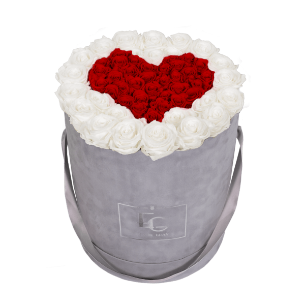 HEART SYMBOL INFINITY ROSEBOX | PURE WHITE & VIBRANT RED | L