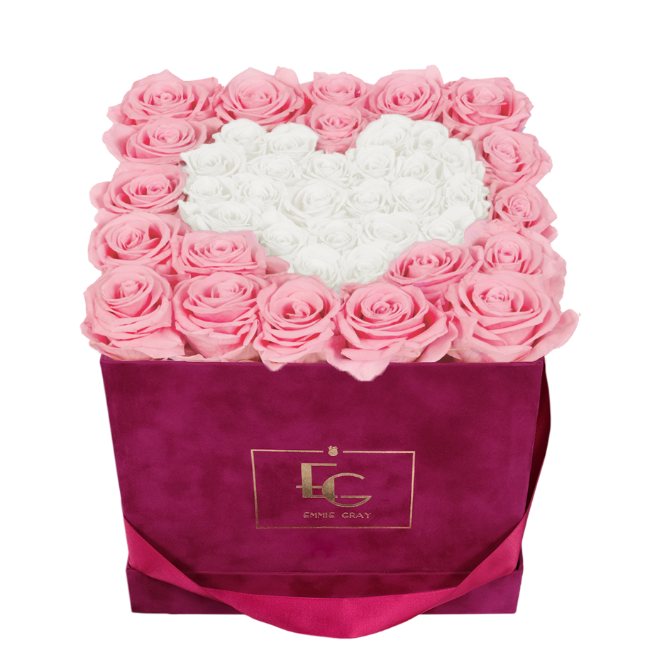 HEART SYMBOL INFINITY ROSEBOX | BRIDAL PINK & PURE WHITE | M
