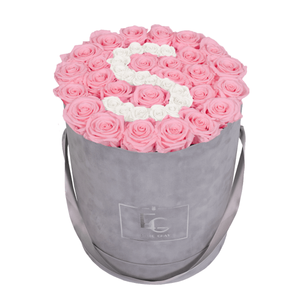 LETTER INFINITY ROSEBOX | BRIDAL PINK & PURE WHITE | L