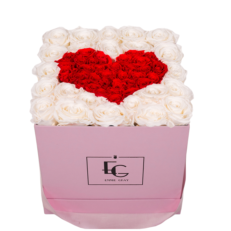 HEART SYMBOL INFINITY ROSEBOX | PURE WHITE & VIBRANT RED | M