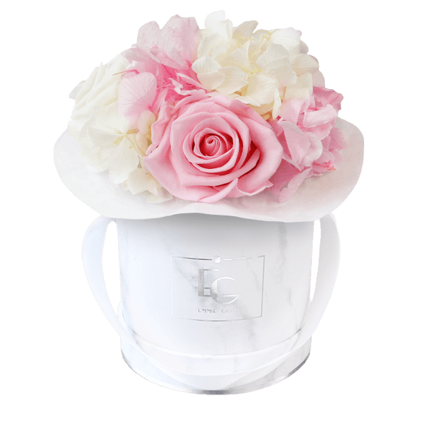 Splendid Hydrangea Mix Infinity Rosebox | Bridal Pink & Pure White | XS