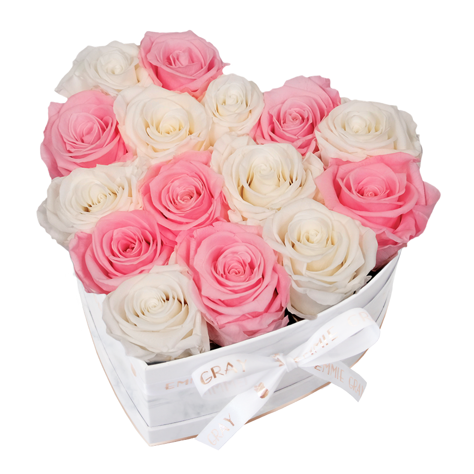Mix Infinity Rosebox | Pure White & Bridal Pink | M