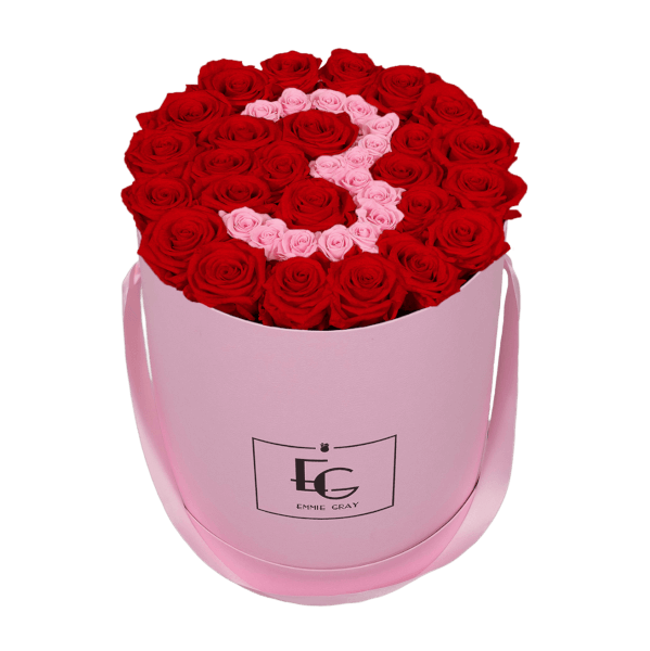 NUMBER INFINITY ROSEBOX | VIBRANT RED & BRIDAL PINK | L