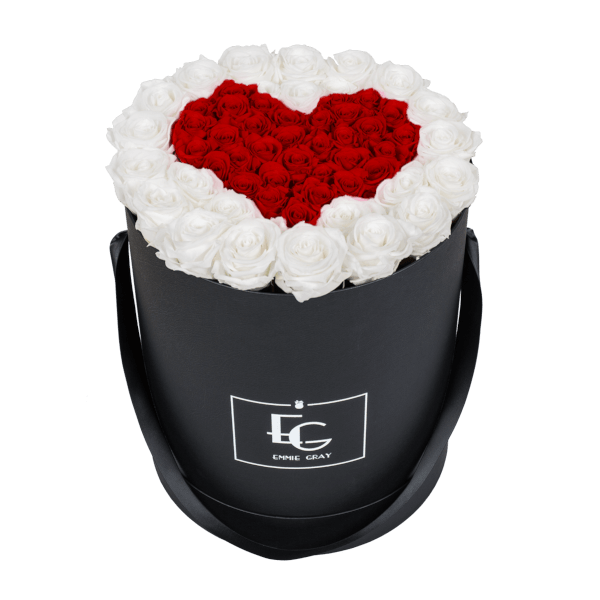 HEART SYMBOL INFINITY ROSEBOX | PURE WHITE & VIBRANT RED | L