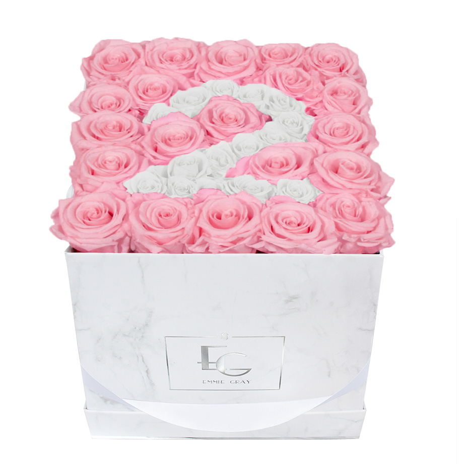 Number Infinity Rosebox | Bridal Pink & Pure White | M