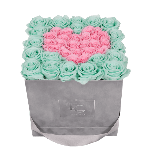 HEART SYMBOL INFINITY ROSEBOX | MINTY GREEN & BRIDAL PINK | M