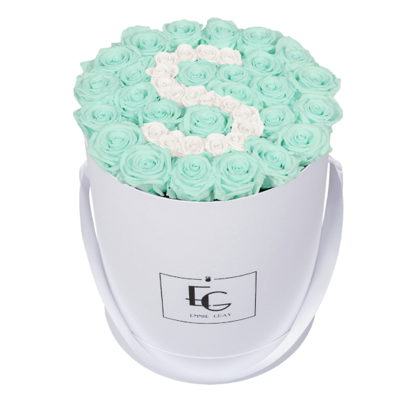 LETTER INFINITY ROSEBOX | MINTY GREEN & PURE WHITE | L