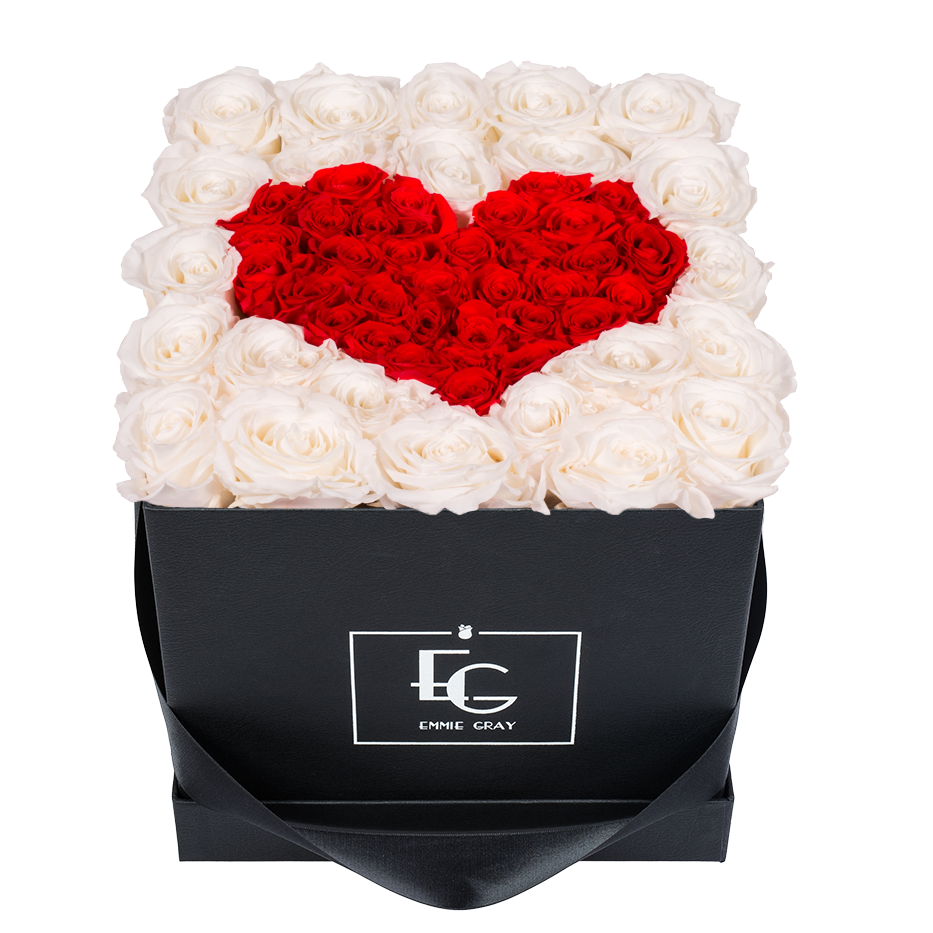 HEART SYMBOL INFINITY ROSEBOX | PURE WHITE & VIBRANT RED | M