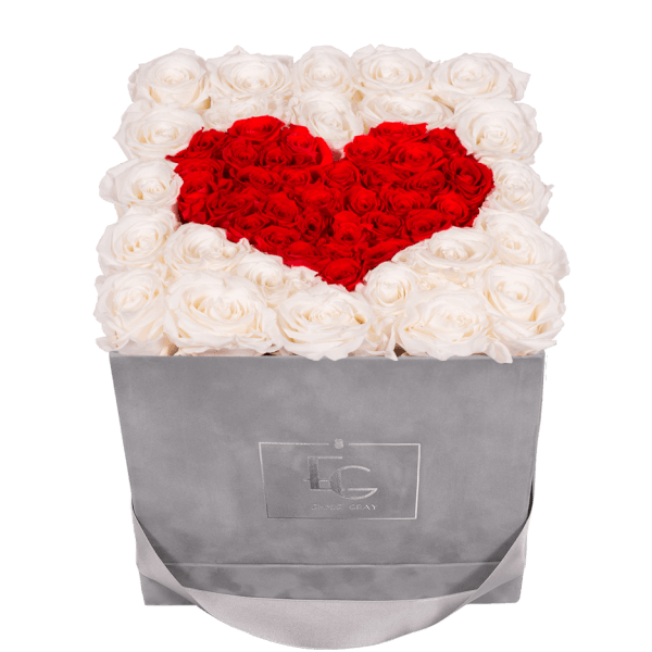 HEART SYMBOL INFINITY ROSEBOX | PURE WHITE & VIBRANT RED | M