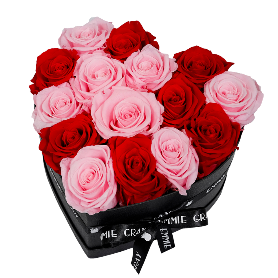MIX INFINITY ROSEBOX | VIBRANT RED & BRIDAL PINK | M