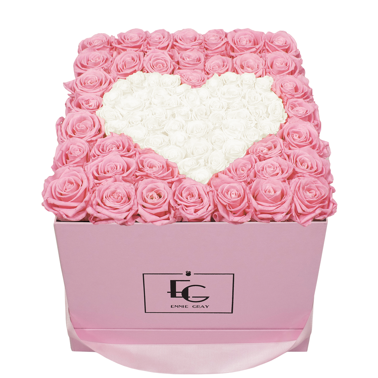 HEART SYMBOL INFINITY ROSEBOX | BRIDAL PINK & PURE WHITE | L