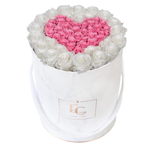Heart Symbol Infinity Rosebox | Pure White & Bridal Pink | L