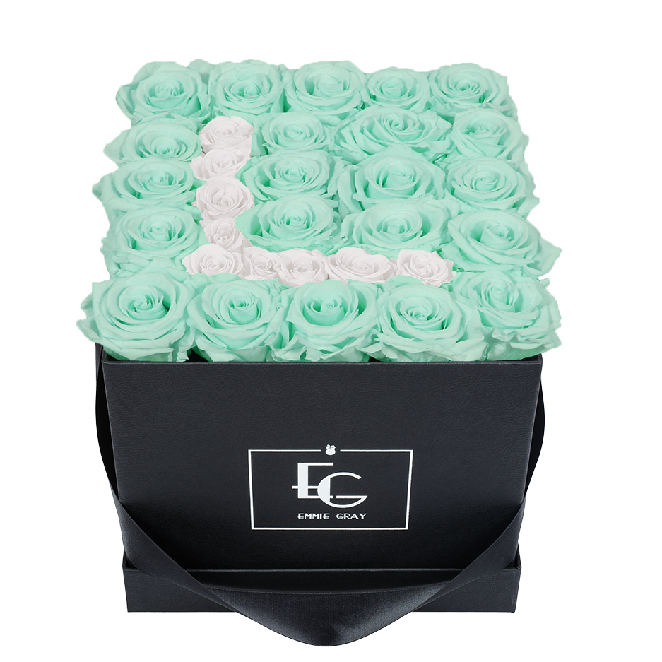 LETTER INFINITY ROSEBOX | MINTY GREEN & PURE WHITE | M
