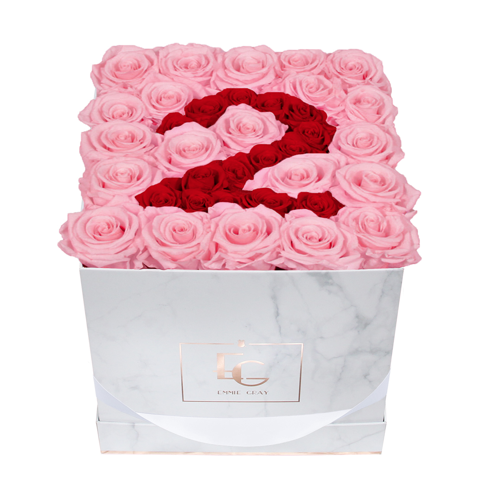 Number Infinity Rosebox | Bridal Pink & Vibrant Red | M
