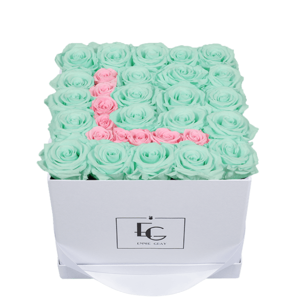 LETTER INFINITY ROSEBOX | MINTY GREEN & BRIDAL PINK | M