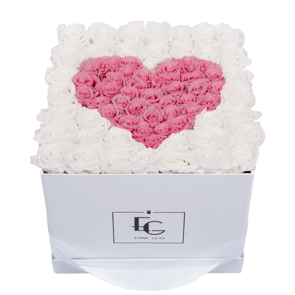 HEART SYMBOL INFINITY ROSEBOX | PURE WHITE & BRIDAL PINK | L