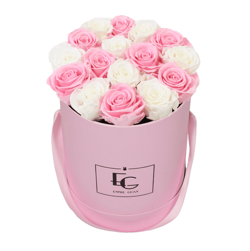 MIX INFINITY ROSEBOX | BRIDAL PINK & PURE WHITE | M